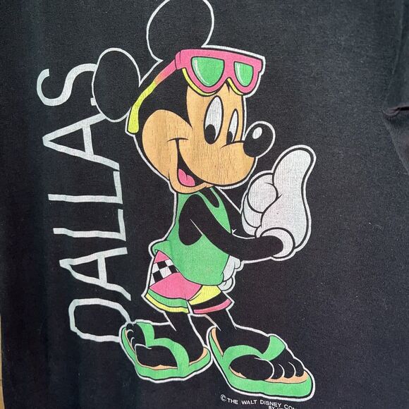 Vintage Disney Mickey Mouse Dallas 90s Retro Beach T Shirt M Single Stitch - Picture 5 of 6